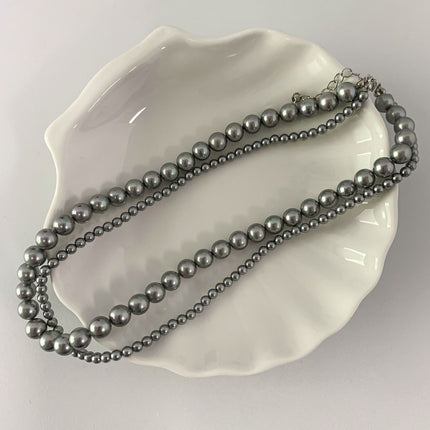 Grey Glass Layer Pearl Beaded Necklaces - FASHION SHEGOODS LLC