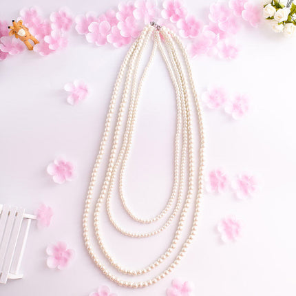 Retro Choker Necklace Multi-Layered Baroque Beaded Imitation Pearl