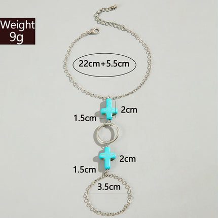 Bohemian Beach Natural turquoise Cross Anklet Bracelet