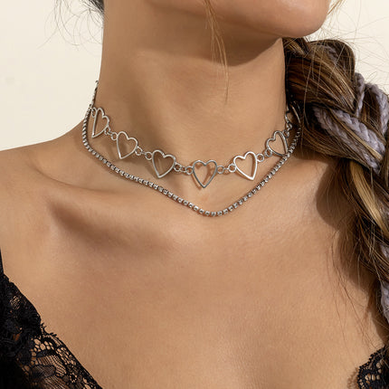 Hollow Out Multilayer Pendant Necklace Simple Heart - FASHION SHEGOODS LLC