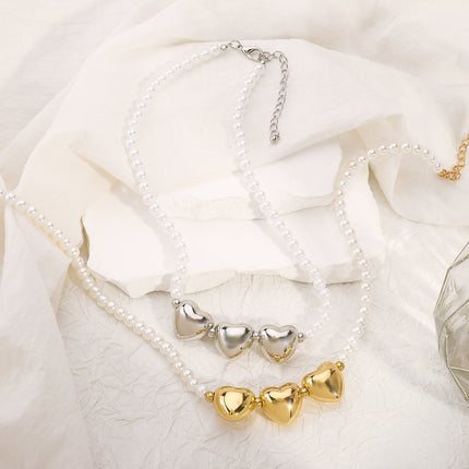 Pearl Beaded Necklace love Pendant - FASHION SHEGOODS LLC
