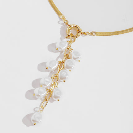 retro rice grain pearl fringe necklace