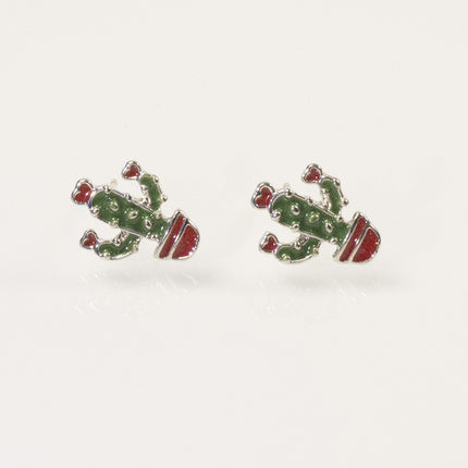 Enamel cactus Stud Earring