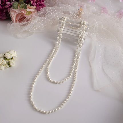 Glass Pearls Necklace Retro Pearls Long Necklace Chain for Party - FASHION SHEGOODS LLC