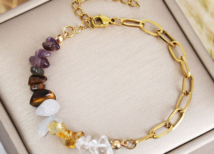 Colorful Irregular Natural Crystal Charm Bracelet