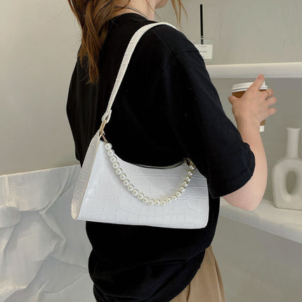 Short Handle Chain Pearl Chain Purse Straps Shoulder Pearl Metal Chain