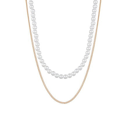 Multilayer Elegant Pearl Necklaces Gold Metal Chain - FASHION SHEGOODS LLC