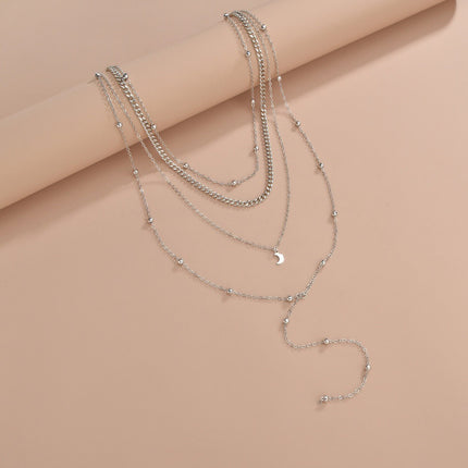 Fashion Jewelry Moon Pendant Layered Necklace