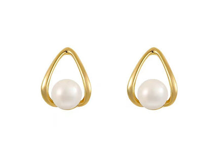 Triangle Waterdrop Pearl Stud Earrings