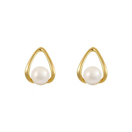Triangle Waterdrop Pearl Stud Earrings