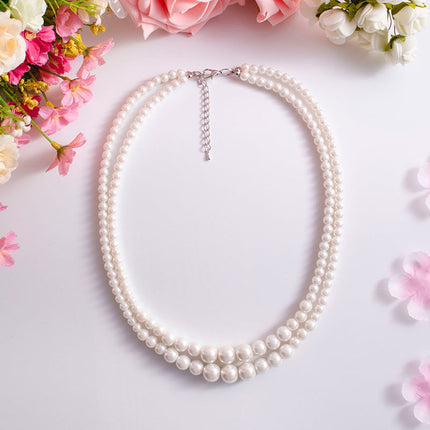 Multi-Layer Pearl Statement Bridal Choker Necklace - FASHION SHEGOODS LLC