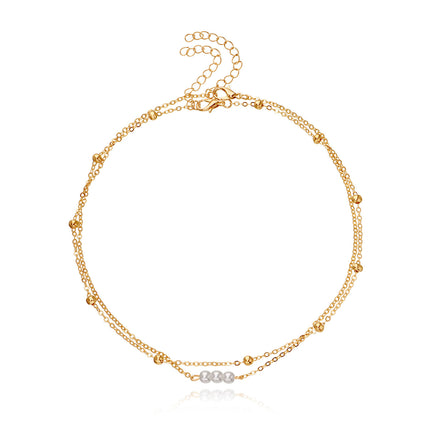 Double Layered Pearl Bead Necklace Jewelry - FASHION SHEGOODS LLC