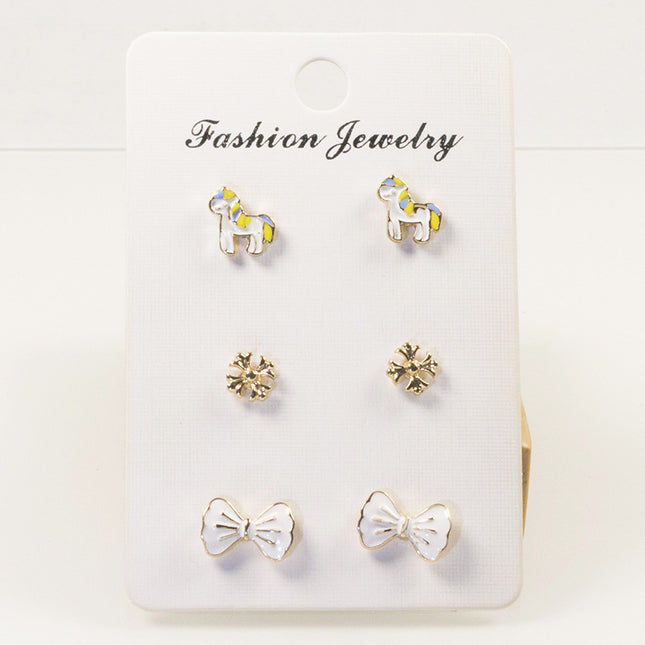 Bow pony earring set