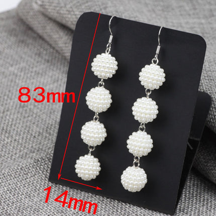 Elegant Women Long Tassel Pearl Earrings