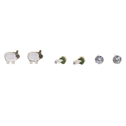 Sheep cabbage stud earrings set