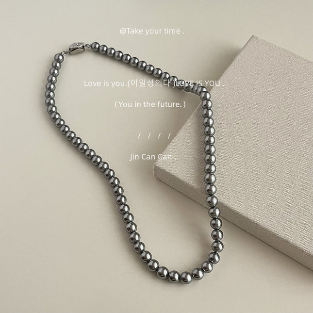 Gray Pearl Necklace Wedding Pearl Necklace for Brides - FASHION SHEGOODS LLC