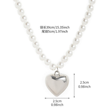 Heart Pearl Beads Chain Choker Necklaces - FASHION SHEGOODS LLC