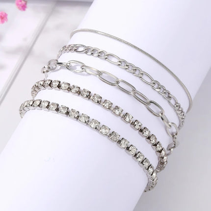 Women Tennis Chain Bracelet Set