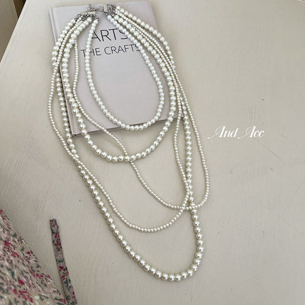 Multi Layer Pearl Necklace Luxury Chain Long Pearl Woman Necklace Jewelry - FASHION SHEGOODS LLC