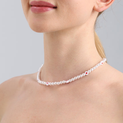 Love Imitation Pearl Necklace Beaded Clavicle Chain - FASHION SHEGOODS LLC