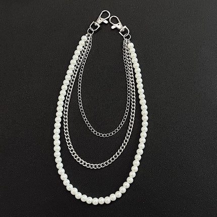 Multi-layer Pearl Chain Hop Punk Waist Chain