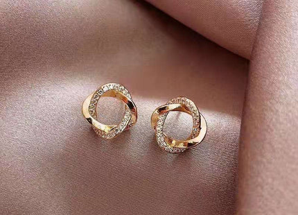 Twist Hollow Round Rhinestone Stud Earring