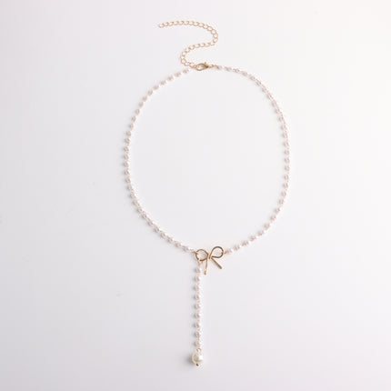 Bow Pearl Necklace Pendant butterfly Necklace