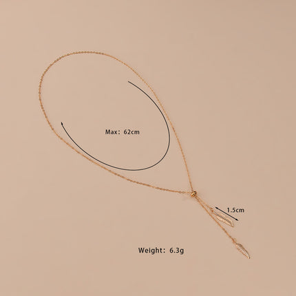 Sexy Square Long Tassel Leaf Pendant Necklace