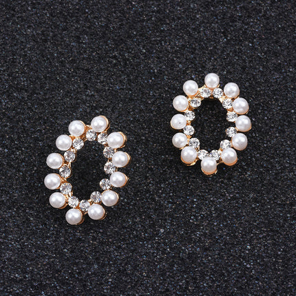 Rhinestone Flower Hoop Earrings