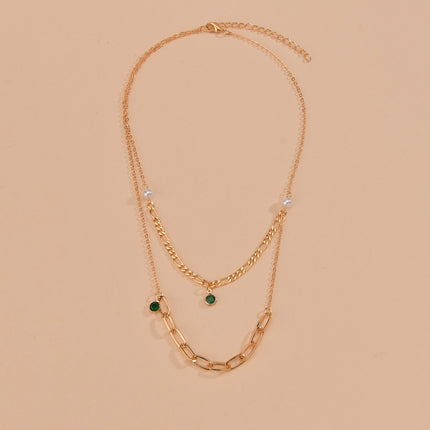 Multi Layer Necklace Crystal Stone Tassel Pendant