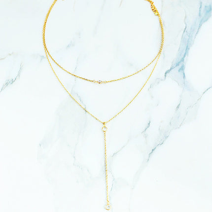 Double-Layered Tassels Necklace Elegant Women Crystal