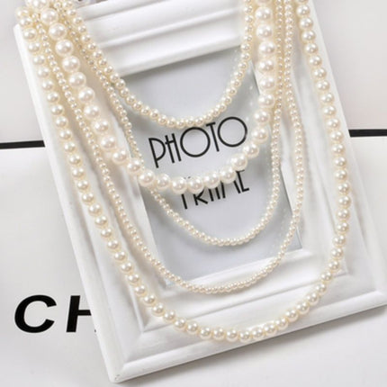 Multi-Layer Glass Pearl Sweater Necklace - FASHION SHEGOODS LLC