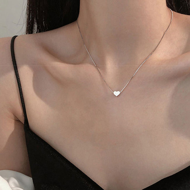 Tiny Heart Necklace for Women Chain Shape Pendant