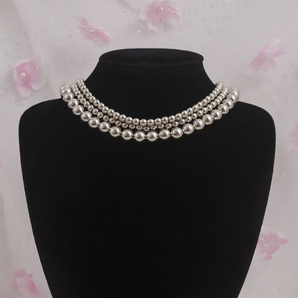 Fashion Jewelry Metallic Bead Layer Necklace