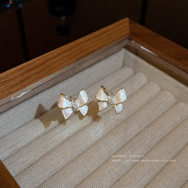 Flower Bowknot Pearl Earrings - FASHION SHEGOODS LLC