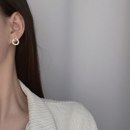 Pearl Bow Knot Stud Earrings for Women - FASHION SHEGOODS LLC