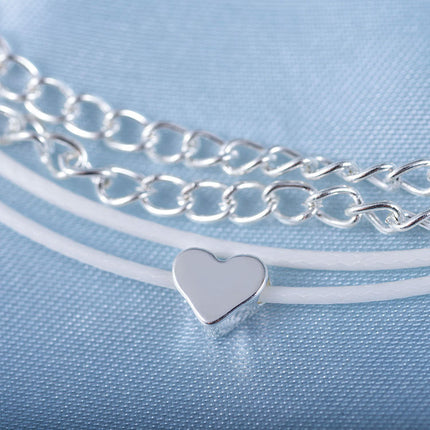 Beach Love Heart Multi-layer Anklet Jewelry