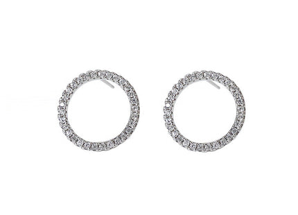 Round Full Rhinestone Stud Earrings