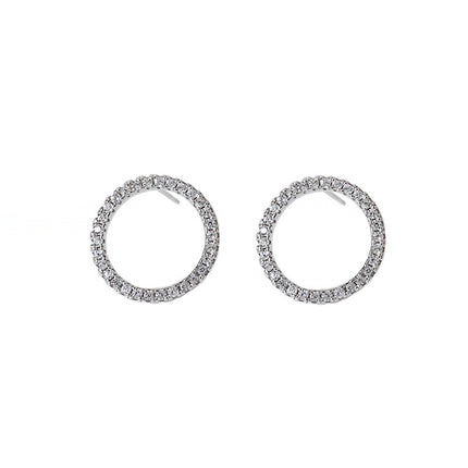 Round Full Rhinestone Stud Earrings