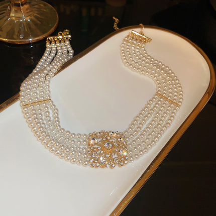 Multi Layer Pearl Beaded Necklaces Healing Crystal Jewelry Necklace - FASHION SHEGOODS LLC