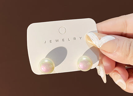 Simulated Pearl Geometric Round Square Stud Earrings