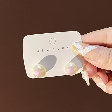 Simulated Pearl Geometric Round Square Stud Earrings