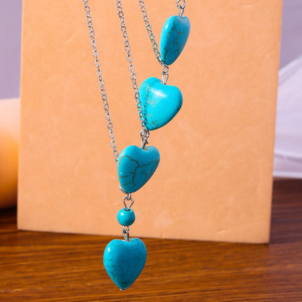 Vintage Natural Turquoise Smooth Beads Necklace