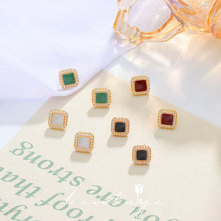 Geometric Pearl square Earrings - FASHION SHEGOODS LLC