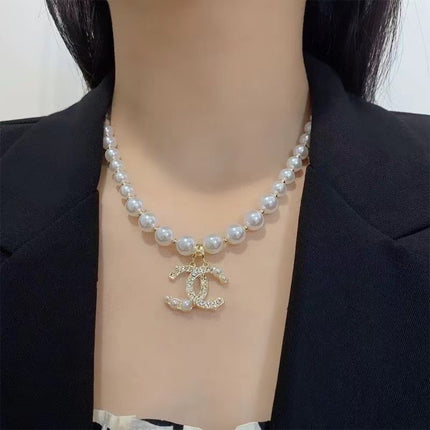 Double C Pearl Necklace Jewelry Set