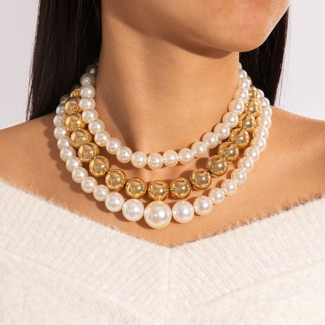 Imitation Pearl Multi-layer Beaded Necklace - FASHION SHEGOODS LLC