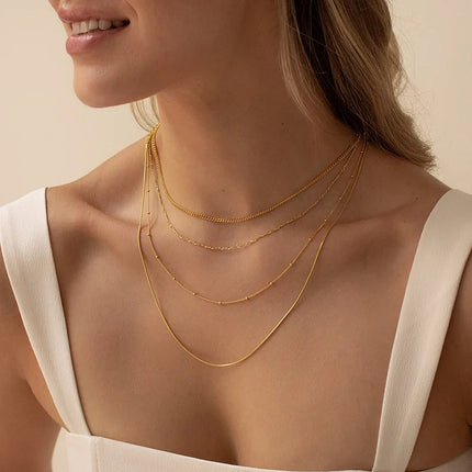 Four Layered Bead Chain Necklaces Women - FASHION SHEGOODS LLC