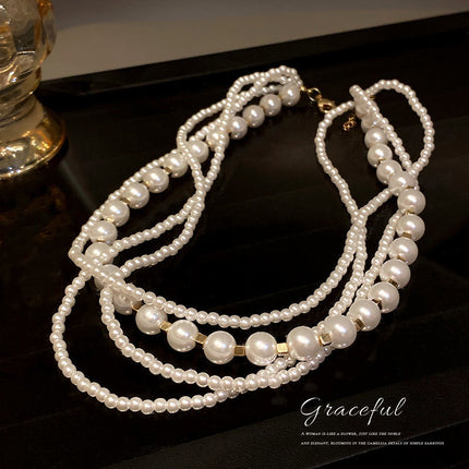 Multi Layered Imitation Pearl Beads Clavicle Chain Necklace - FASHION SHEGOODS LLC