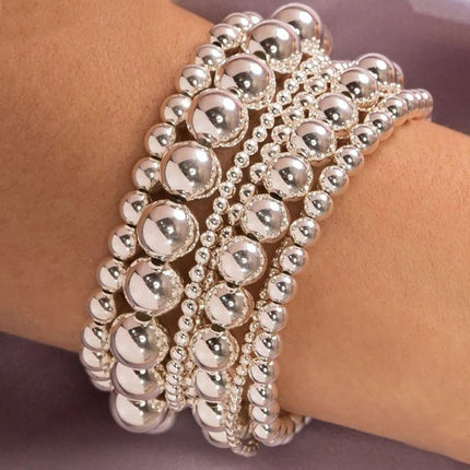 Metallic round beads layer bracelet