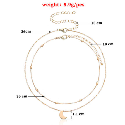 Moon Charm Double Layer Necklace - FASHION SHEGOODS LLC